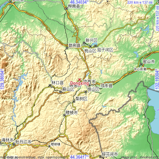 Topographic map of Dongxing