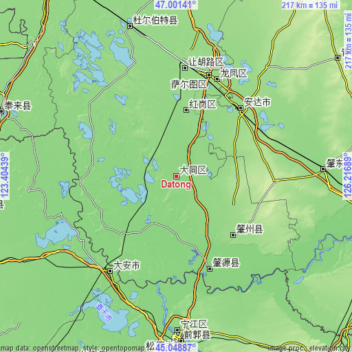 Topographic map of Datong