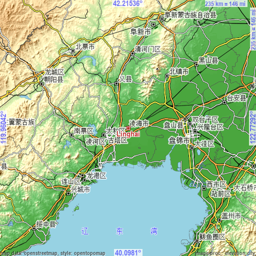 Topographic map of Linghai