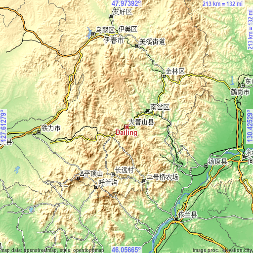Topographic map of Dailing
