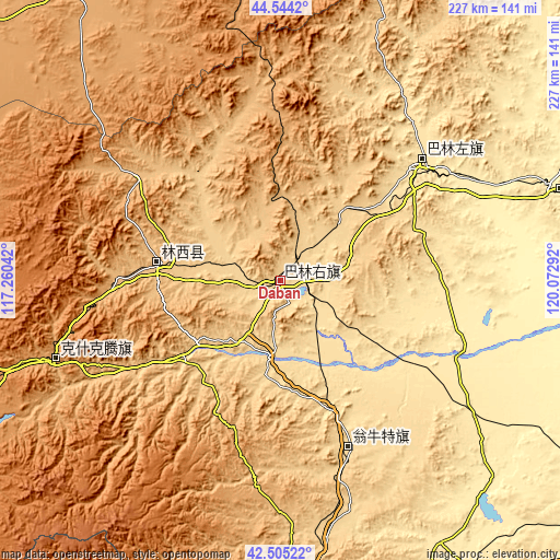 Topographic map of Daban