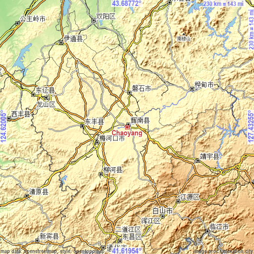 Topographic map of Chaoyang