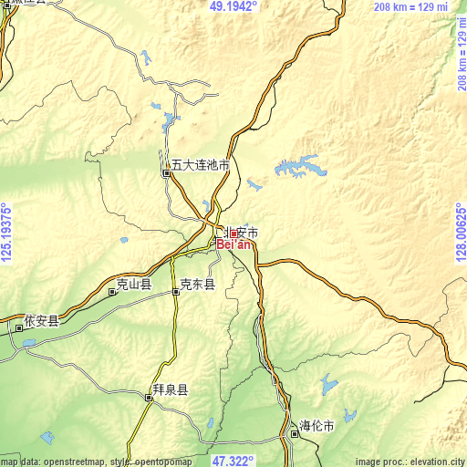 Topographic map of Bei’an