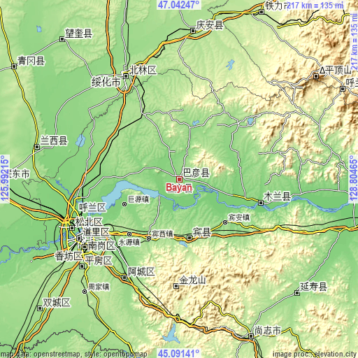 Topographic map of Bayan