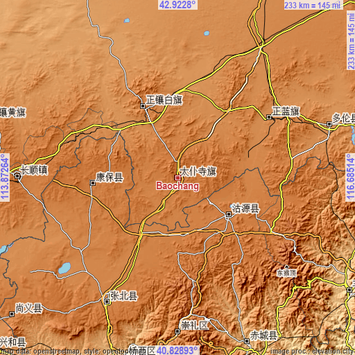 Topographic map of Baochang
