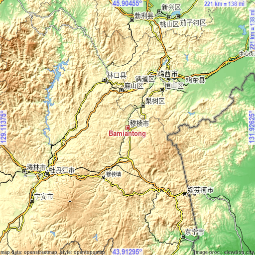 Topographic map of Bamiantong