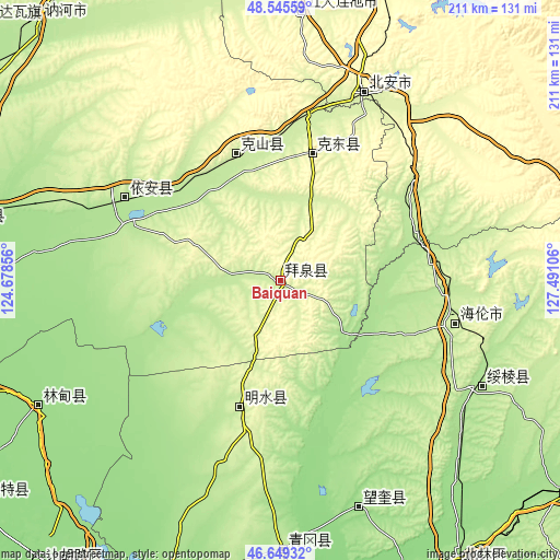 Topographic map of Baiquan
