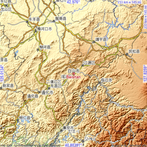 Topographic map of Baishan