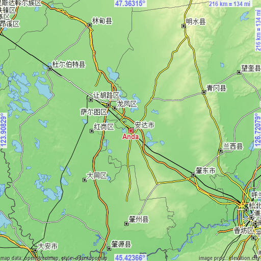 Topographic map of Anda