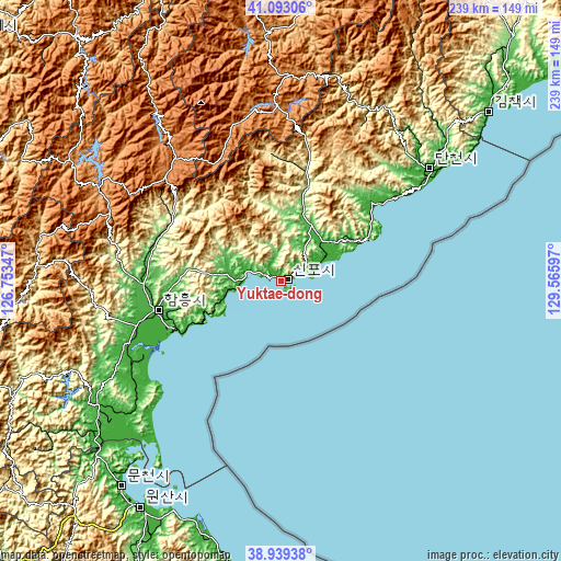 Topographic map of Yuktae-dong