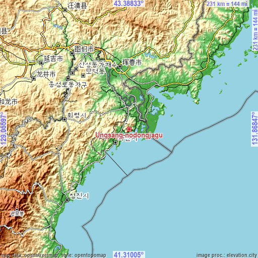 Topographic map of Ungsang-nodongjagu