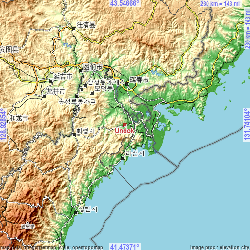 Topographic map of Ŭndŏk