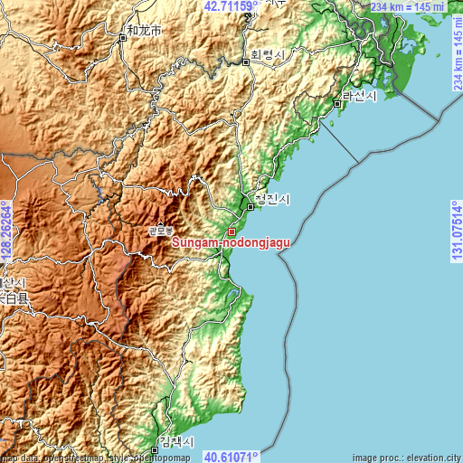 Topographic map of Sŭngam-nodongjagu
