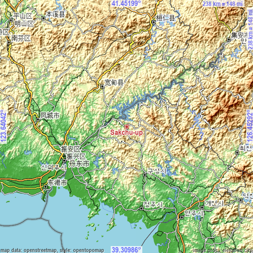 Topographic map of Sakchu-ŭp