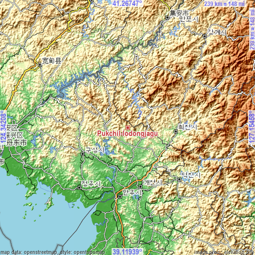 Topographic map of Pukchil-lodongjagu