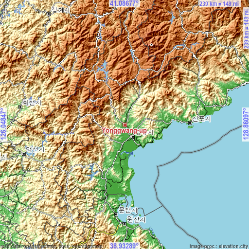 Topographic map of Yŏnggwang-ŭp