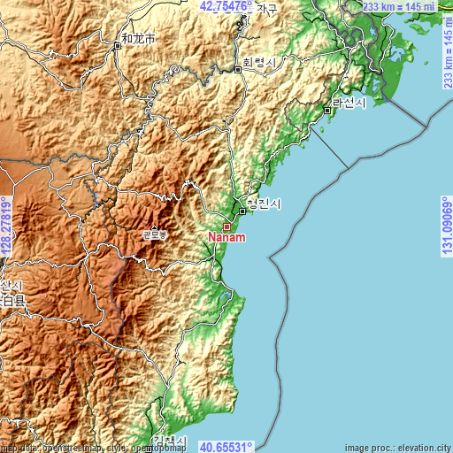 Topographic map of Nanam