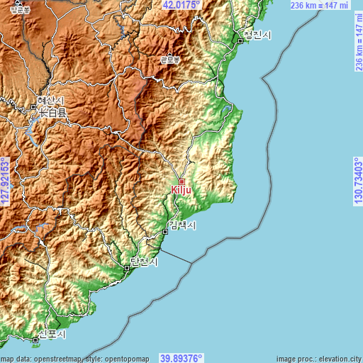 Topographic map of Kilju