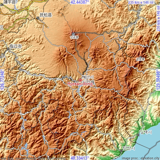 Topographic map of Hyesan-dong