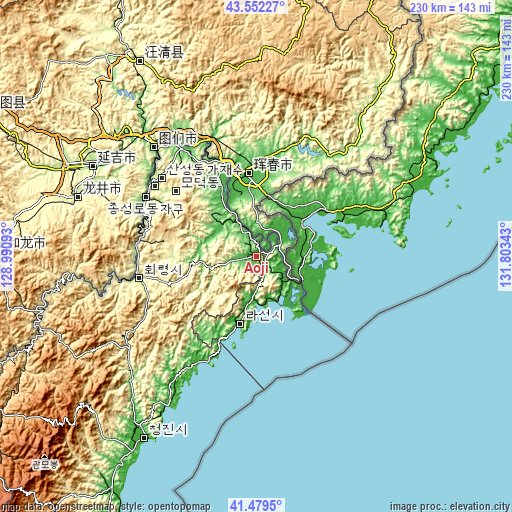 Topographic map of Aoji