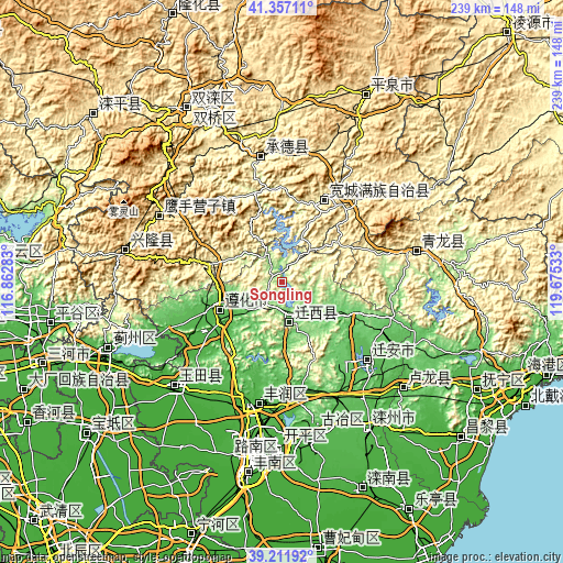 Topographic map of Songling