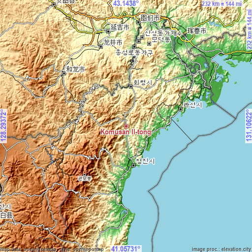 Topographic map of Komusan Il-tong