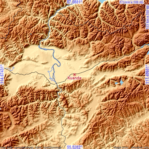 Topographic map of Kuanda