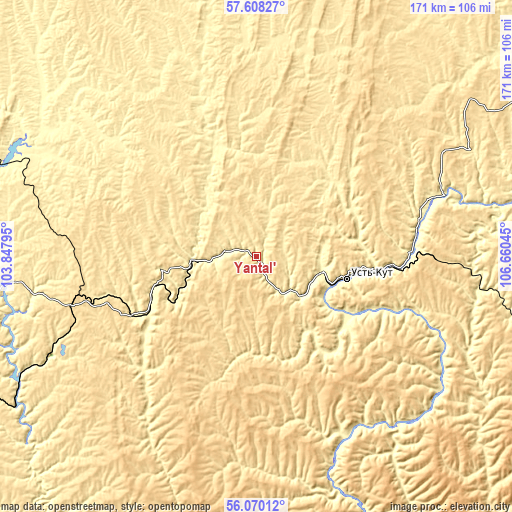 Topographic map of Yantal’