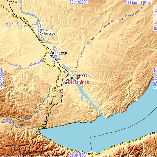 Topographic map of Dzerzhinsk