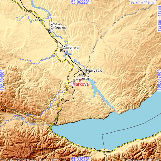 Topographic map of Markova