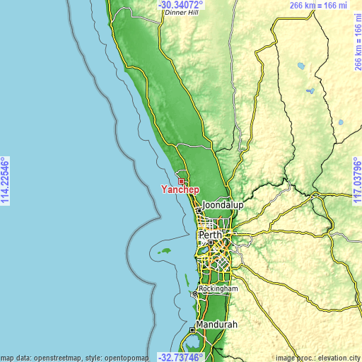 Topographic map of Yanchep