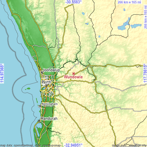 Topographic map of Wundowie