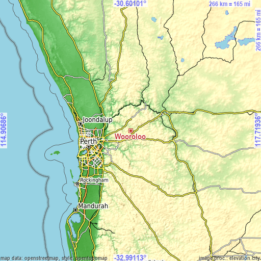 Topographic map of Wooroloo