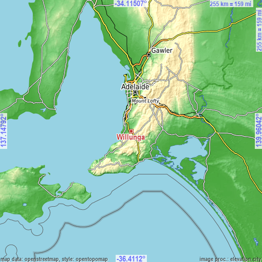 Topographic map of Willunga