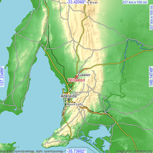 Topographic map of Willaston