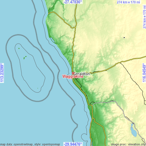 Topographic map of Waggrakine