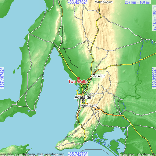 Topographic map of Two Wells