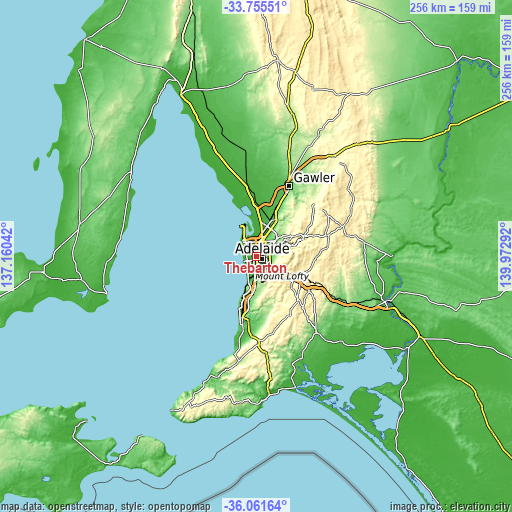 Topographic map of Thebarton