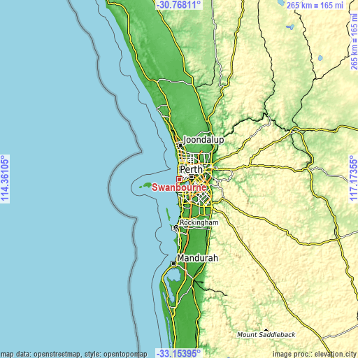 Topographic map of Swanbourne