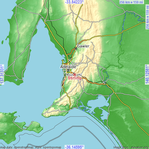 Topographic map of Stirling