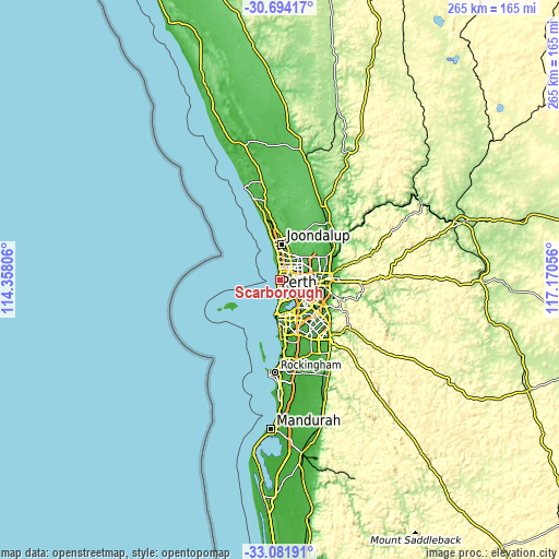 Topographic map of Scarborough