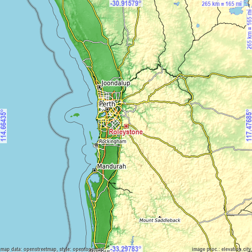 Topographic map of Roleystone