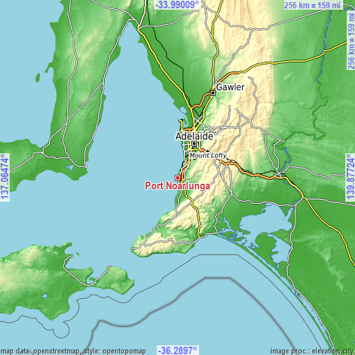 Topographic map of Port Noarlunga