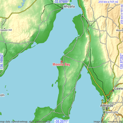 Topographic map of Moonta Bay