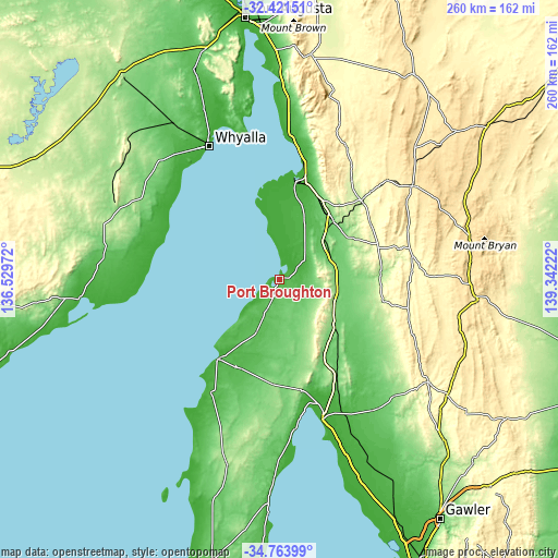 Topographic map of Port Broughton