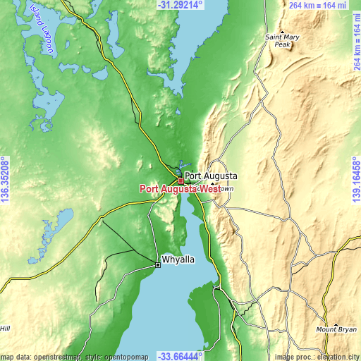 Topographic map of Port Augusta West