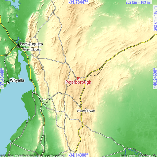 Topographic map of Peterborough