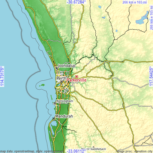 Topographic map of Parkerville