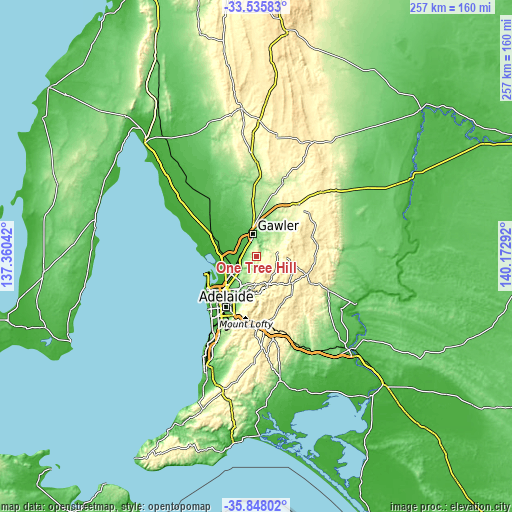 Topographic map of One Tree Hill