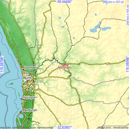 Topographic map of Northam